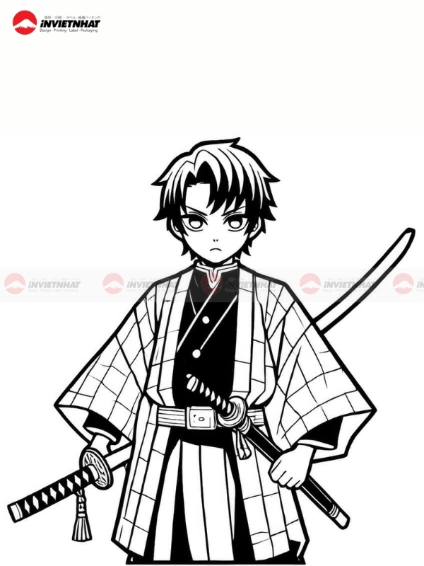 Tranh to mau anime nam co trang