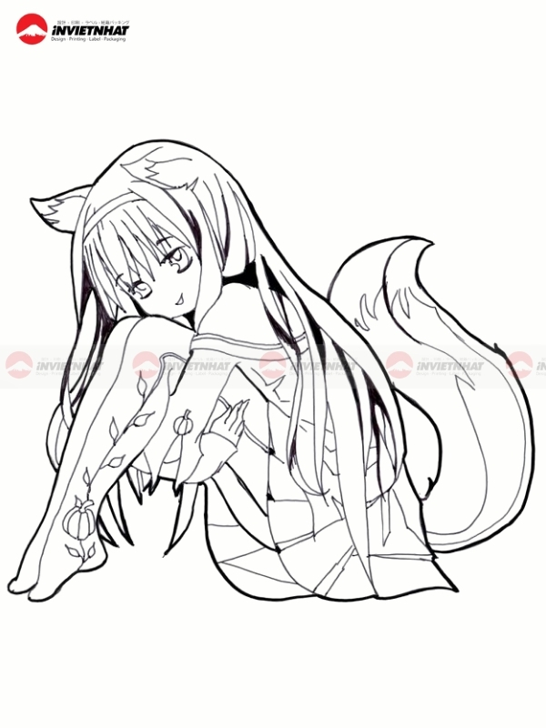 Tranh to mau anime nu mac vay