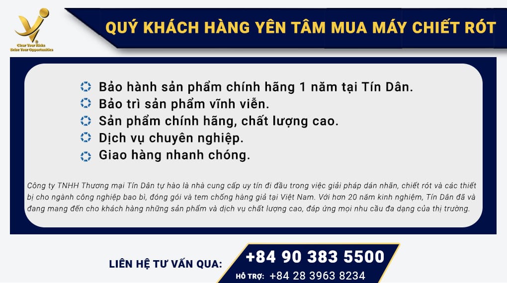 Cam kết của Tín Dân với khách hàng khi mua máy chiết rót