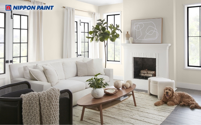 Sơn phòng khách màu trắng sứ mang lại vẻ đẹp hiện đại, tinh tế