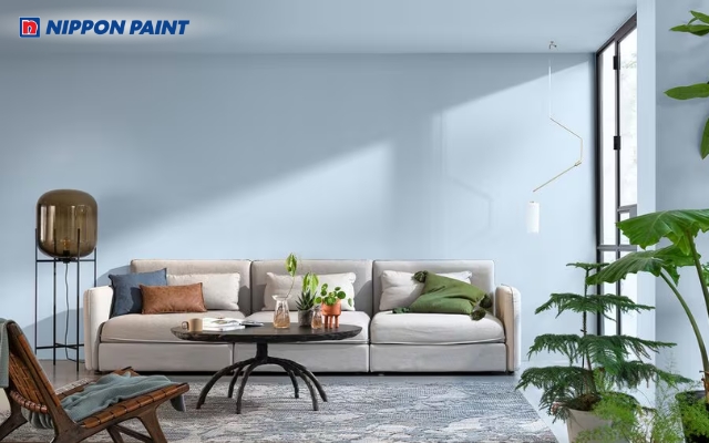 Ghi sáng kết hợp xanh dương nhạt mang đến vẻ tinh tế, thanh lịch và dễ phối nội thất