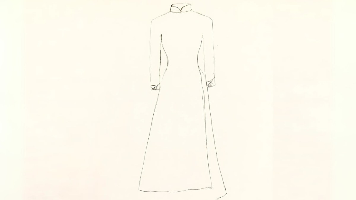 vẽ áo dài truyền thống Việt Nam bước 3