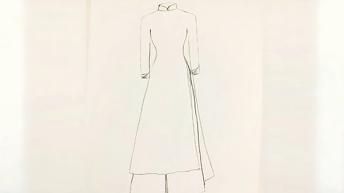 vẽ áo dài truyền thống Việt Nam bước 4