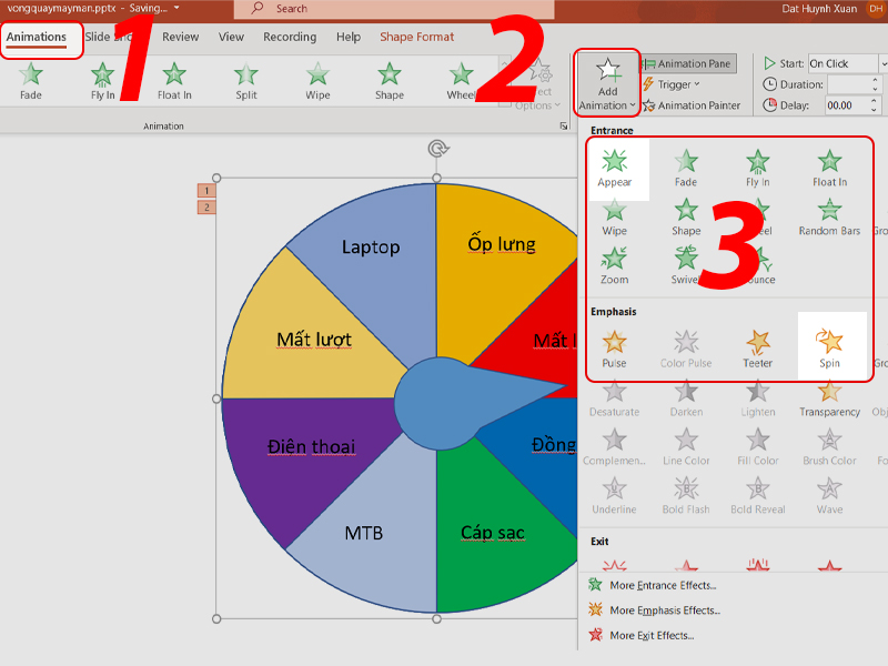 Thêm hiệu ứng quay