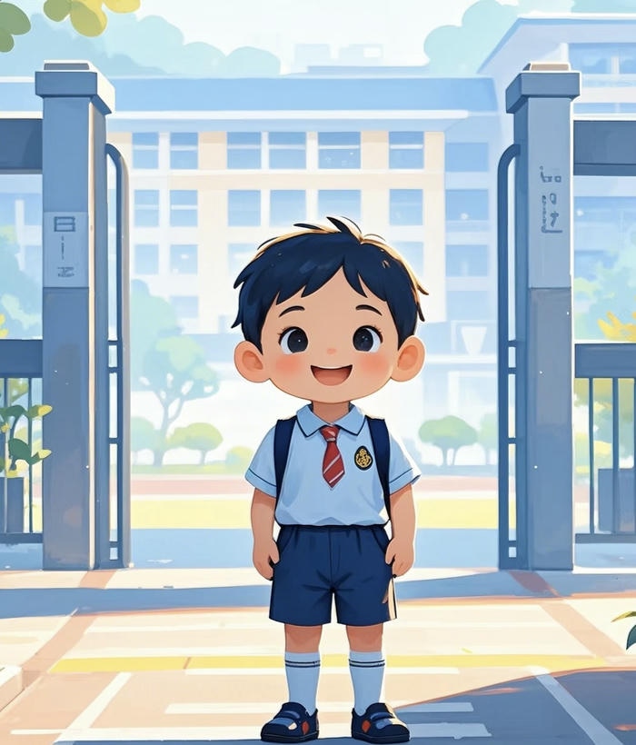 chibi học sinh với ba lô