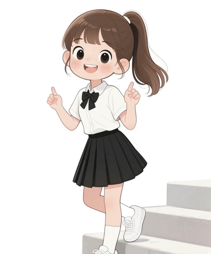 chibi học sinh đi học