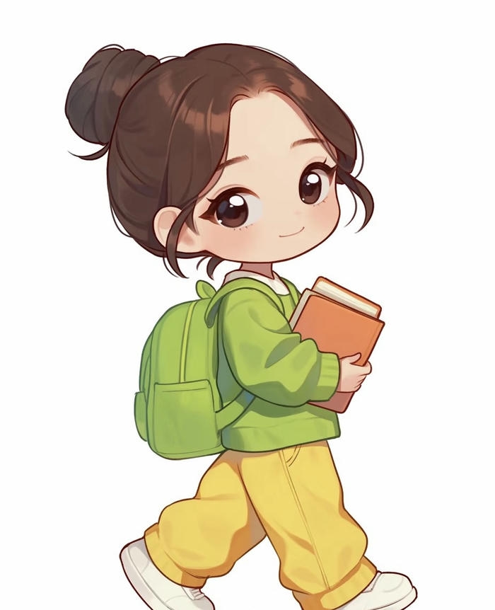 học sinh chibi cười tươi