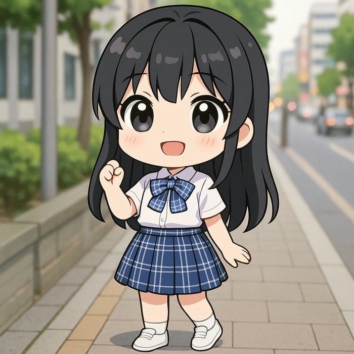 Chibi học sinh tạo dáng sinh động