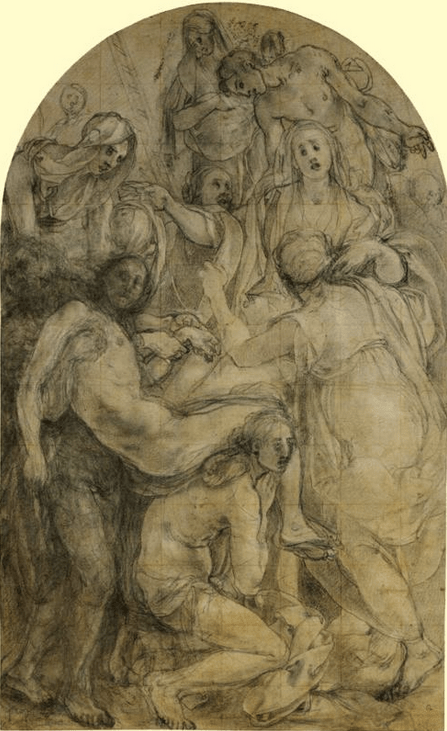 Jacopo Pontormo, "Preparatory drawing for the Deposition," date?, media?, 44.3 x 27.6 cm, Christ Church Picture Gallery, Oxford, United Kingdom