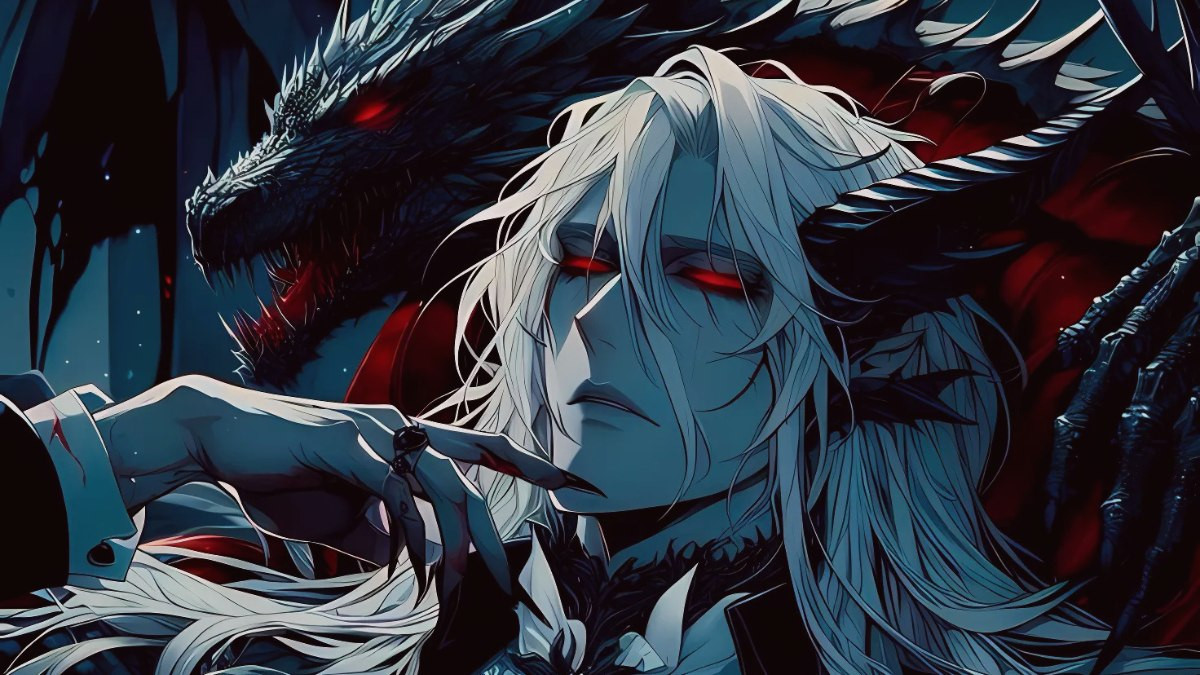 Ác quỷ anime nam trong tư thế chuẩn bị chiến đấu