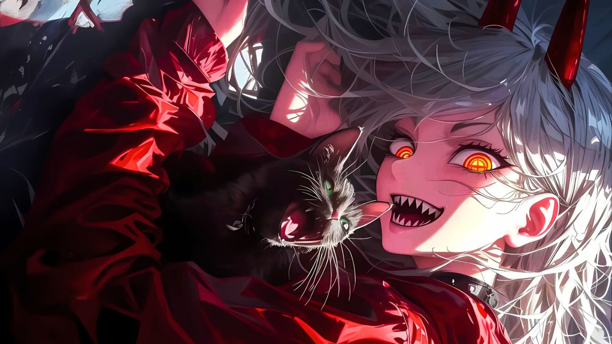 Ác quỷ anime nữ với mái tóc dài và bộ trang phục gợi cảm