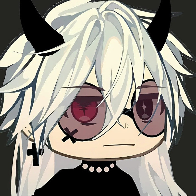 Ác quỷ anime chibi dễ thương ngồi trên mặt đất