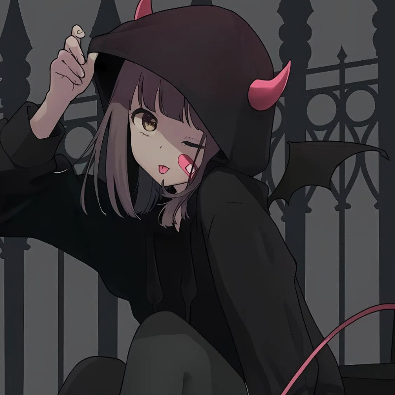 Ác quỷ anime chibi đáng yêu với biểu cảm ngây thơ