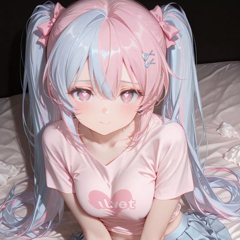 anime sexy với 2 màu tóc