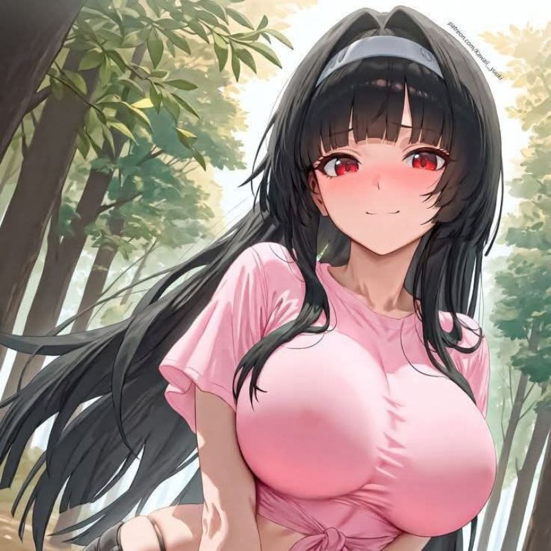 anime quyến rủ trong chiếc áo hồng