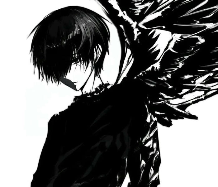 hình ảnh anime nam trắng đen ánh mắt tĩnh