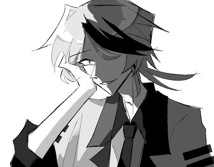 ảnh anime nam trắng đen mảng sáng