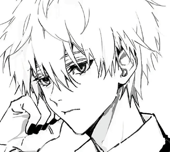 hình anime nam trắng đen tóc ngắn