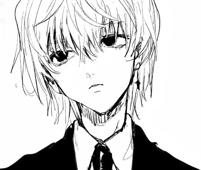 hình anime nam trắng đen đường cong mặt