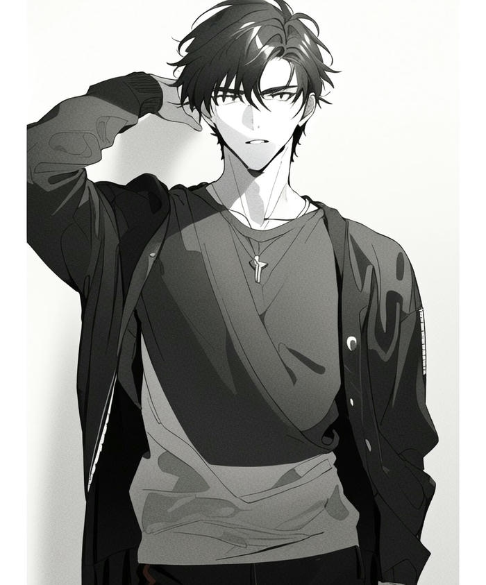 ảnh anime nam trắng đen toàn thân