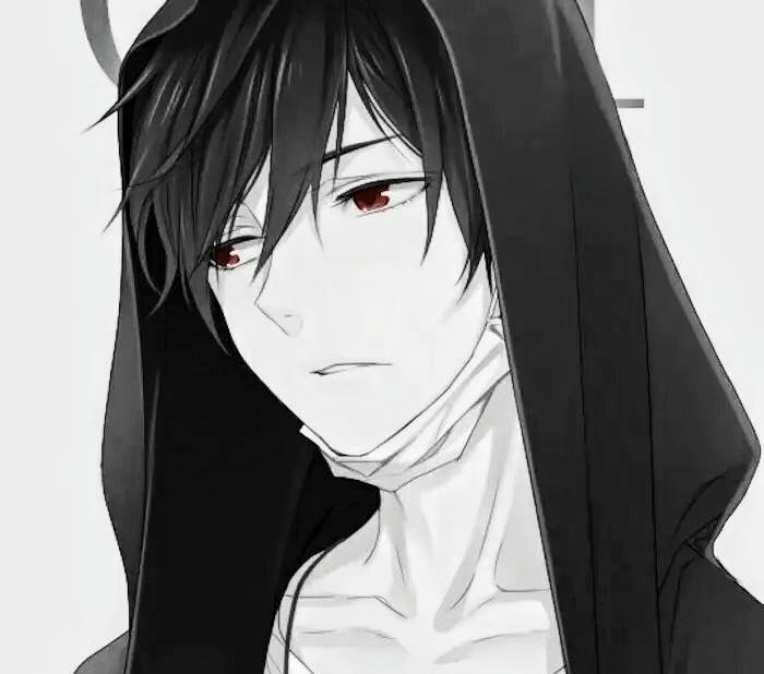 hình anime nam trắng đen gương mặt đẹp