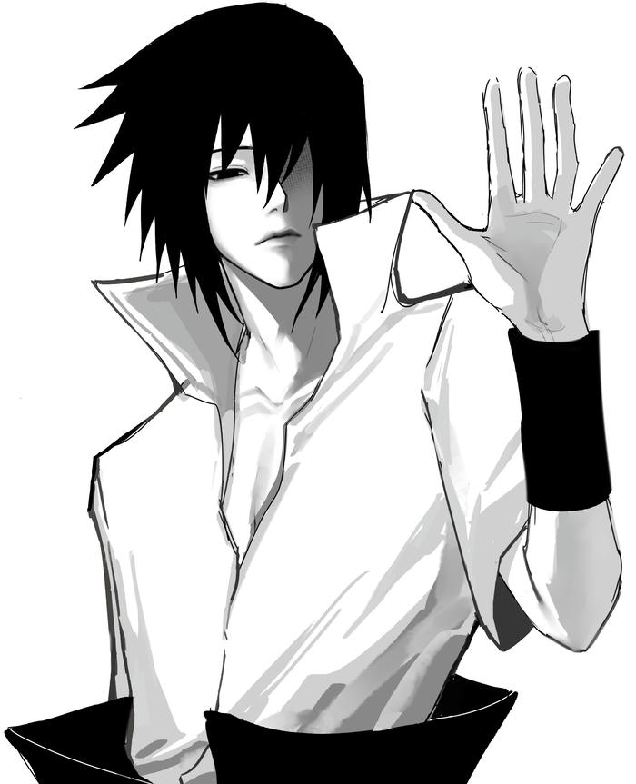 hình anime nam trắng đen dáng gầy