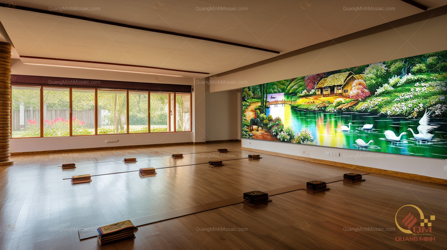 Tranh Đồng Quê trang trí phòng tập Yoga