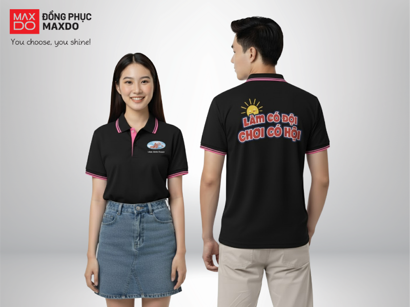 Mẫu áo polo đồng phục đi biển tông màu đen