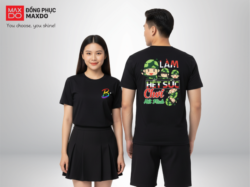 Mẫu áo đồng phục đi biển cho công ty màu đen