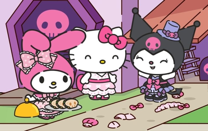 Ảnh nền Kuromi và Hello Kitty
