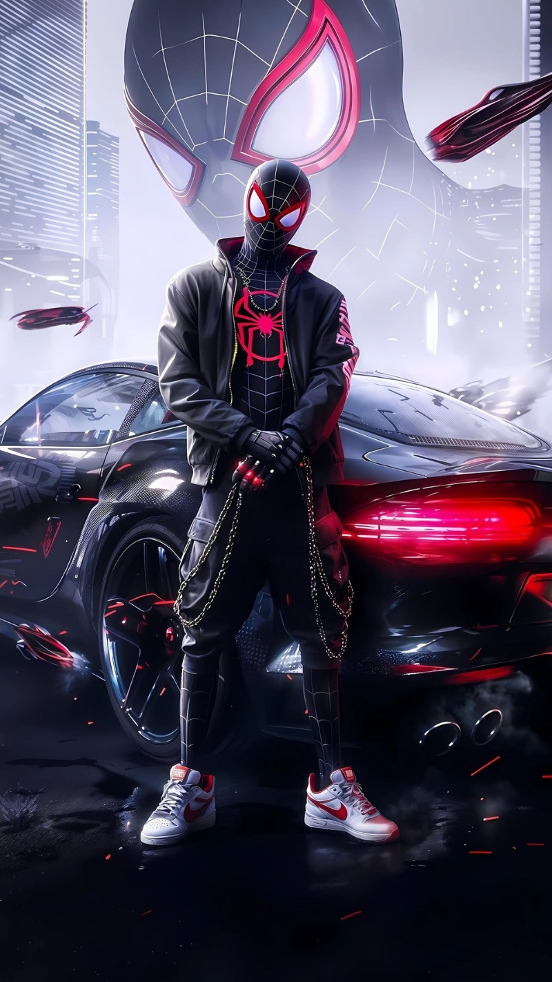 ảnh nền người nhện màu đen mạnh mẽ