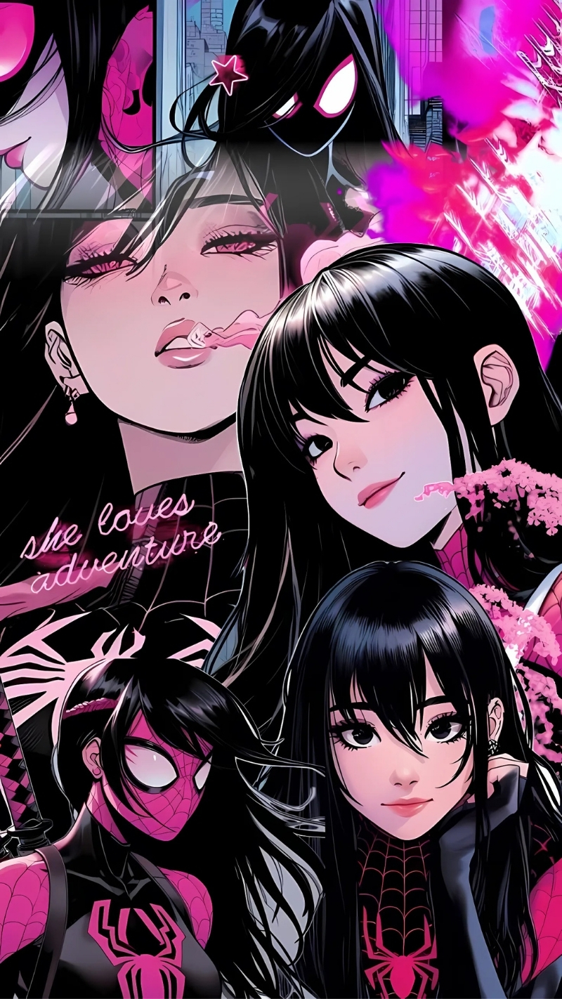 ảnh nền người nhện màu hồng thỏ ngây