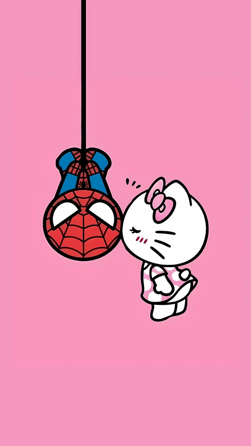 ảnh nền người nhện hello kitty dễ thương