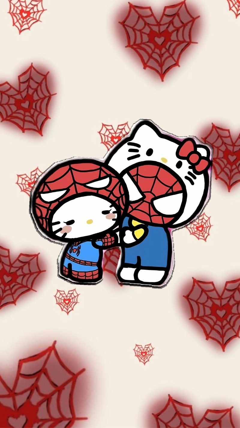 ảnh nền người nhện hello kitty ngọt ngào