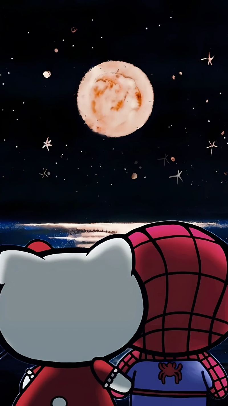 ảnh nền người nhện hello kitty nhỏ xinh