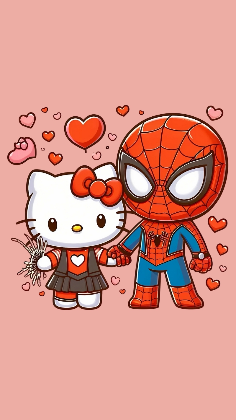 ảnh nền người nhện hello kitty ngộ nghĩnh