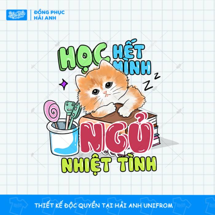 Logo áo lớp "Học hết mình, ngủ nhiệt tình"