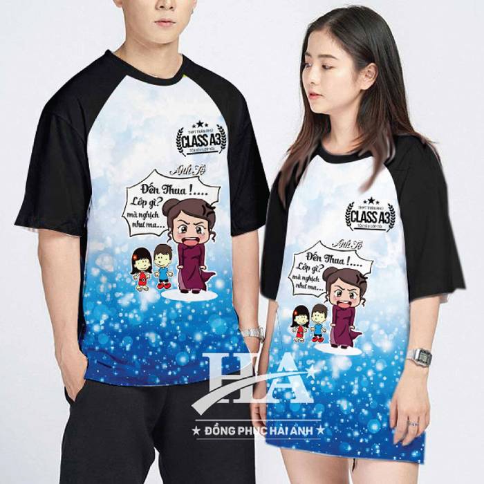 Mẫu áo lớp chibi có 1 - 0 - 2 để in áo lớp siêu lầy