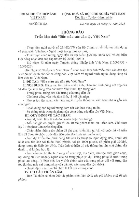 Thông báo: Triển lãm ảnh “Sắc màu các dân tộc Việt Nam”