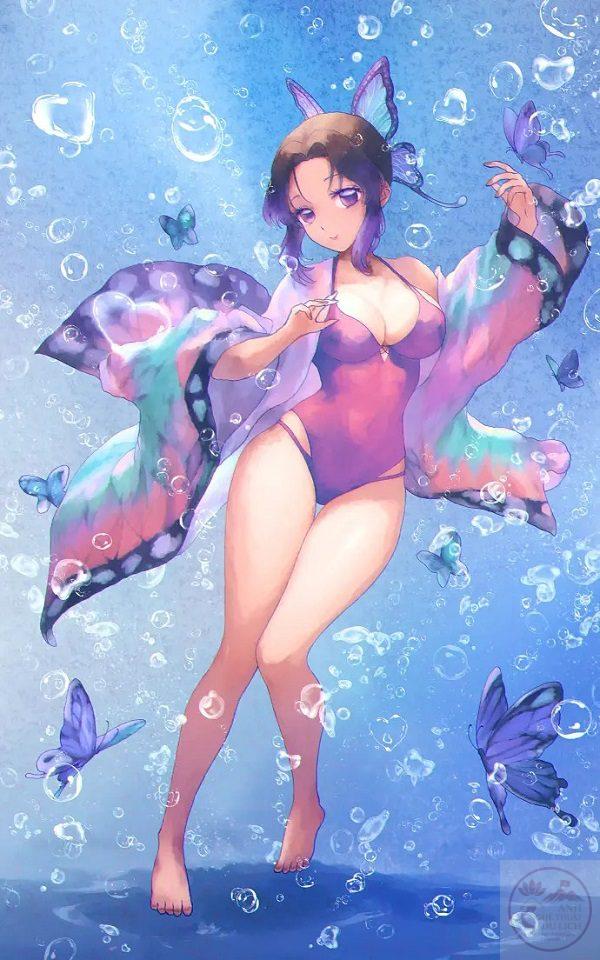 Hình ảnh Shinobu trong bộ trang phục ôm sát, tôn lên vẻ đẹp thanh thoát