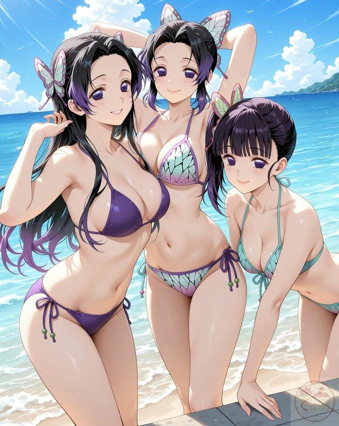 Hình ảnh anime Shinobu quyến rũ với bikini siêu nhỏ