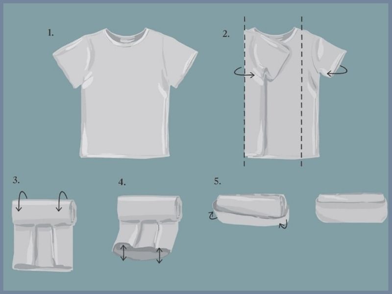 cách gấp áo thun có cổ
