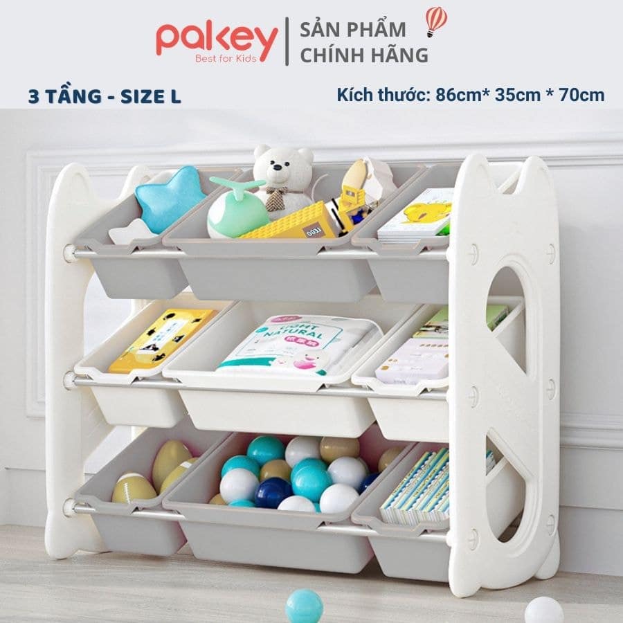 Kệ Pakey có thể dùng kết hợp đựng nhiều đồ chơi, đồ dùng cho bé
