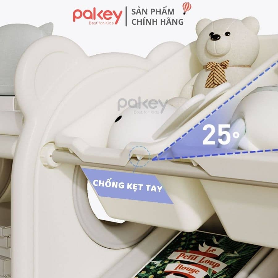 Các ngăn kệ giúp bé dễ dàng tìm kiếm và lấy ra đồ chơi mà mình muốn, đồng thời rèn thói quen sắp xếp gọn gàng ngăn nắp cho bé