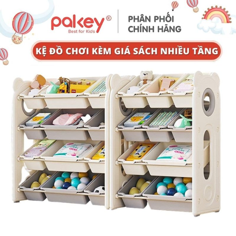 Kệ để đồ 4 tầng kèm hộc – Pakey gấu trắng