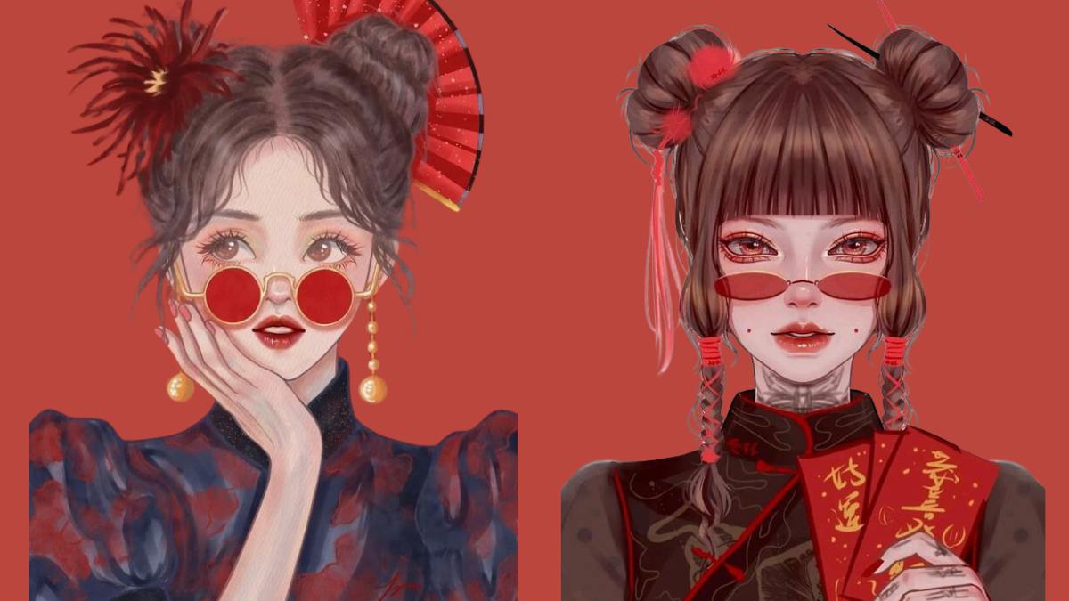 Hình ảnh cặp đôi avatar Tết nữ