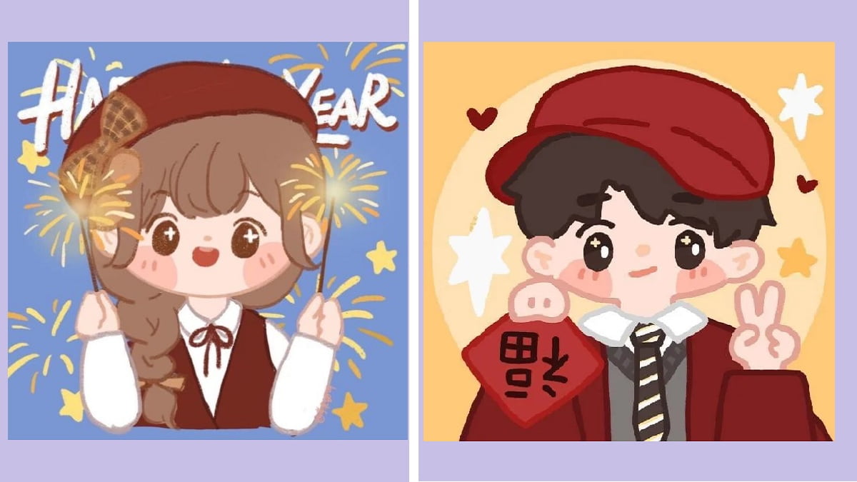 Ảnh avatar đôi tết đáng yêu hình 8