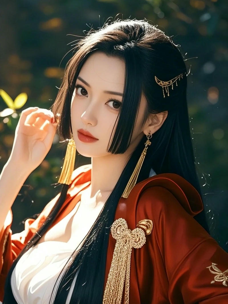 boa hancock cosplay chân dung gương mặt xinh đẹp đeo khuyên vàng