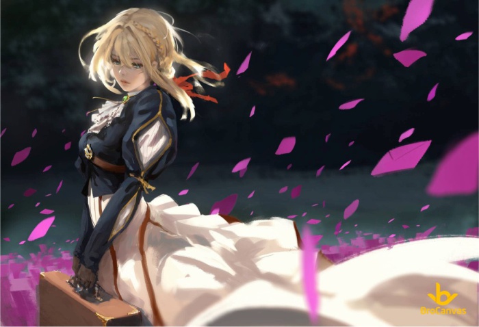 Ảnh anime nữ đẹp cô gái những cách hoa bay