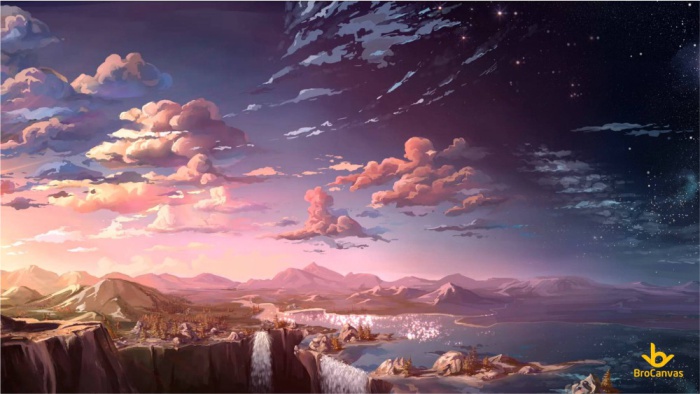 ảnh anime phong cảnh chiều trên sông